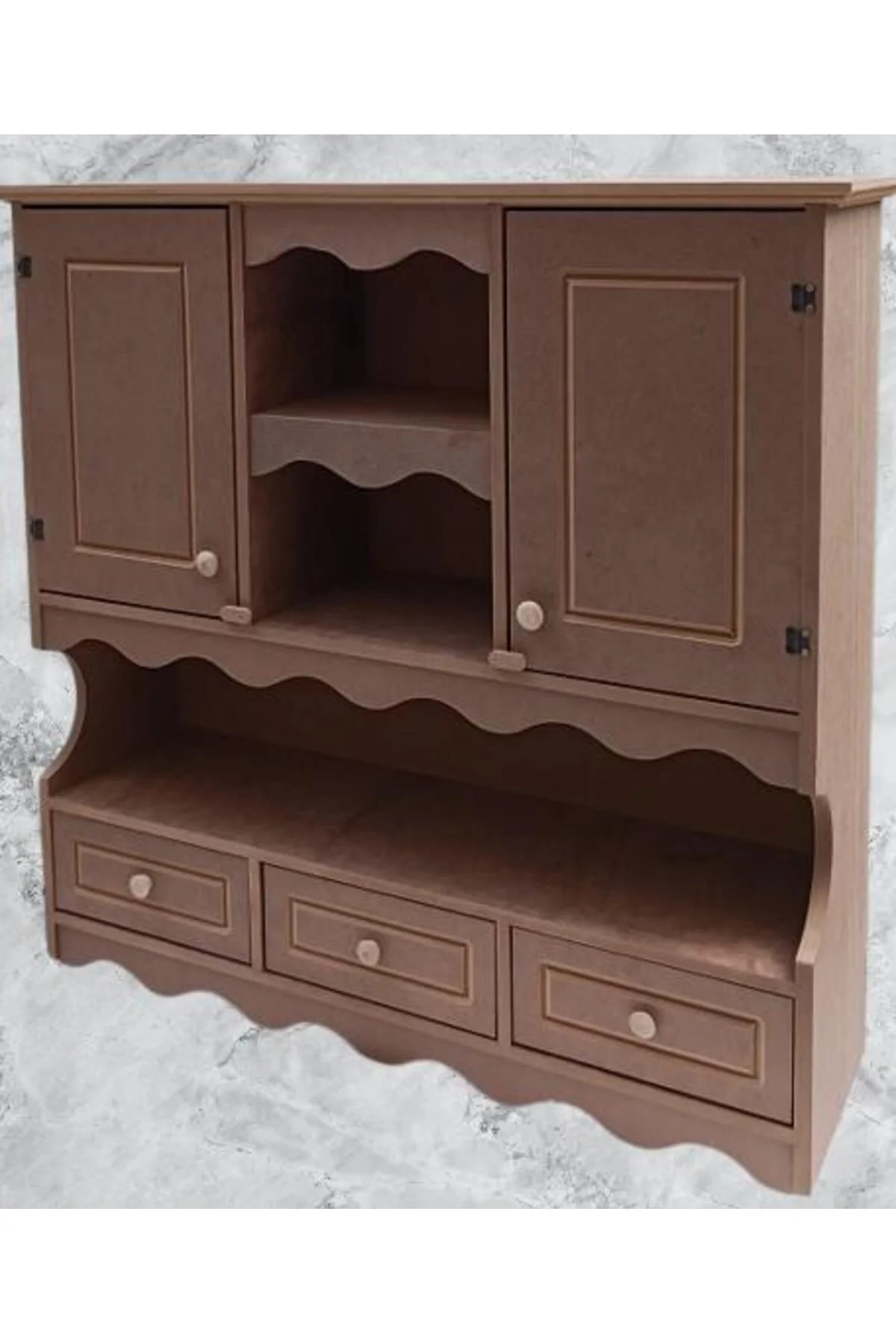 Hobi ADN 90357 Mutfak Dolap Terek Klasik Model CNC Kesim Ahşap MDF Ham El Yapım - Görsel 6