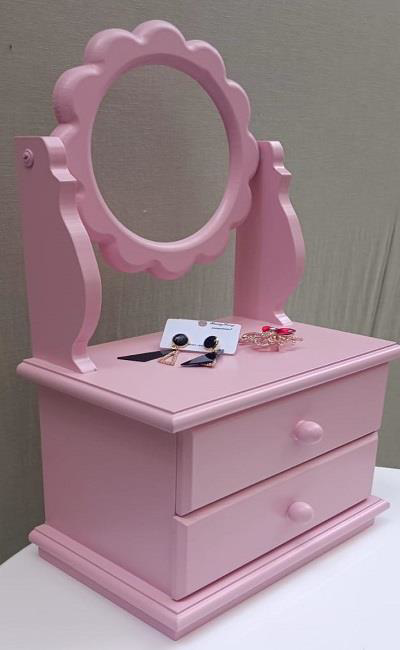 Hobi ADN 90382 Aynalı Makyaj Kutu Ve Takı Şifonyer Ahşap MDF Pemb