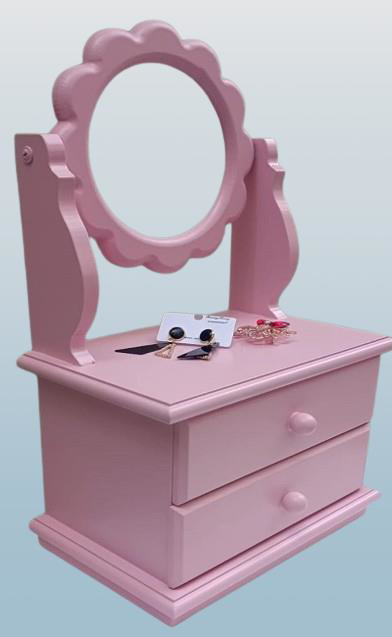 Hobi ADN 90382 Aynalı Makyaj Kutu Ve Takı Şifonyer Ahşap MDF Pemb