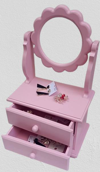 Hobi ADN 90382 Aynalı Makyaj Kutu Ve Takı Şifonyer Ahşap MDF Pemb