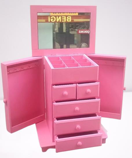 Hobi Adn 90389 Takı Kutu Makyaj Şifonyer Model 9Çekmece Parlak Pe