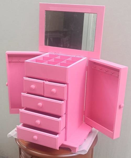 Hobi Adn 90389 Takı Kutu Makyaj Şifonyer Model 9Çekmece Parlak Pe