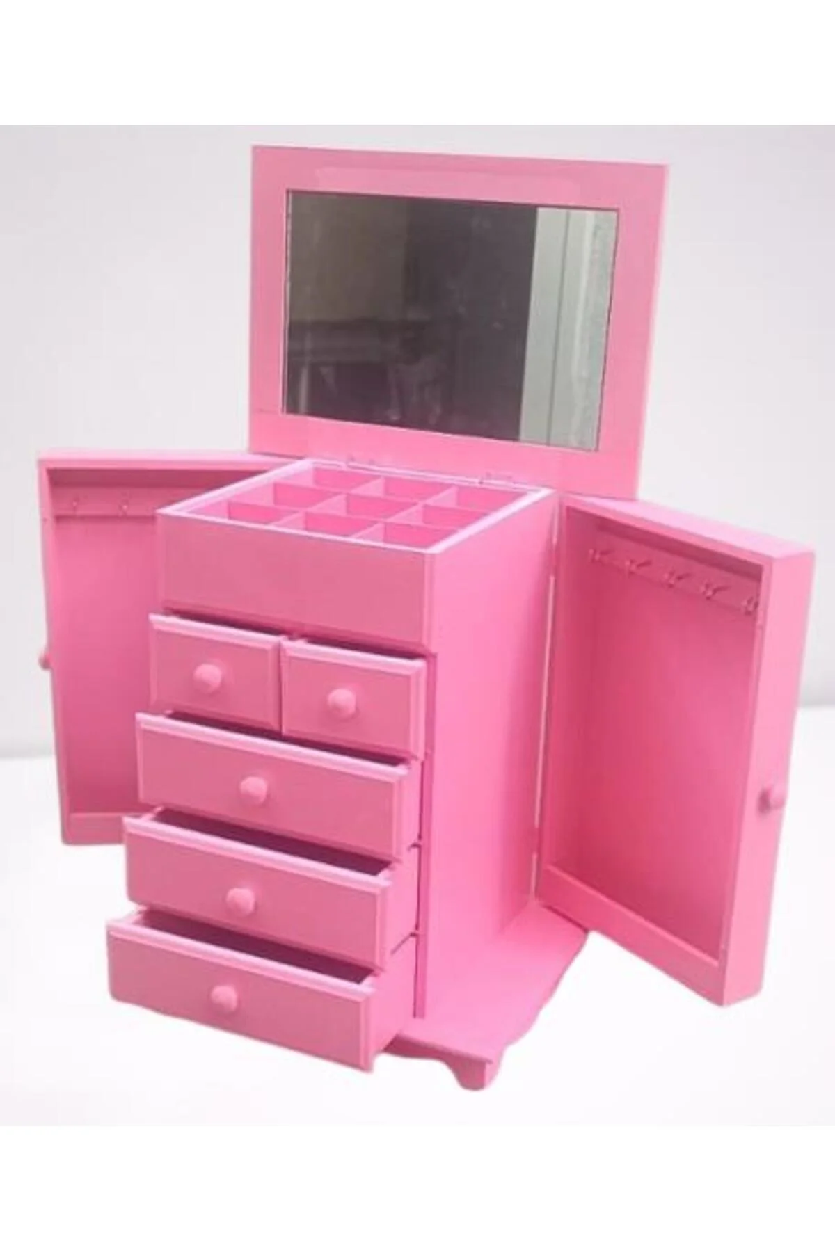 Hobi Adn 90389 Takı Kutu Makyaj Şifonyer Model 9Çekmece Parlak Pembe Ahşap MDF Hobi Adn 90389 Takı Kutu Makyaj Şifonyer Model 9Çekmece Parlak Pembe Ahşap MDF - Görsel 4