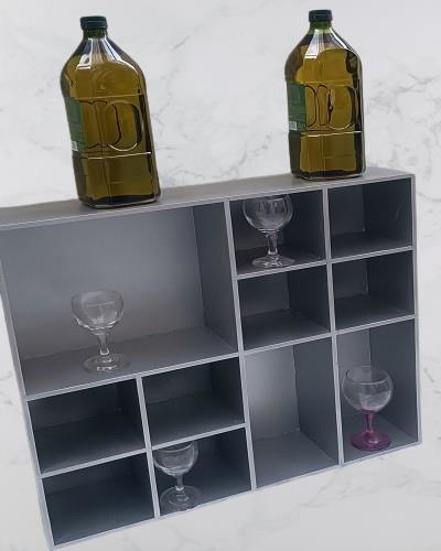 Hobi ADN Dekoratif 90352 Kupa Raf Model Ahşap MDF Antrasit Gri Re