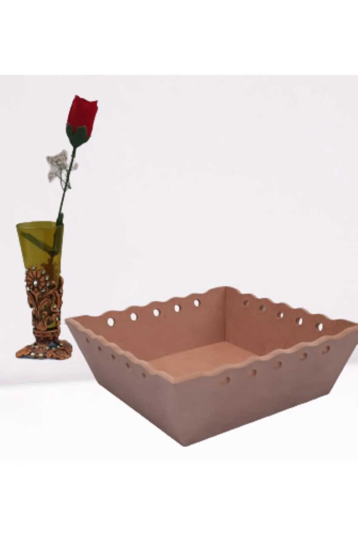 Hobi Dekoratif Model Ekmek Sepeti Dalgalı Kenar Oymalı Ham Mdf Ahşap El Yapımı - Görsel 8