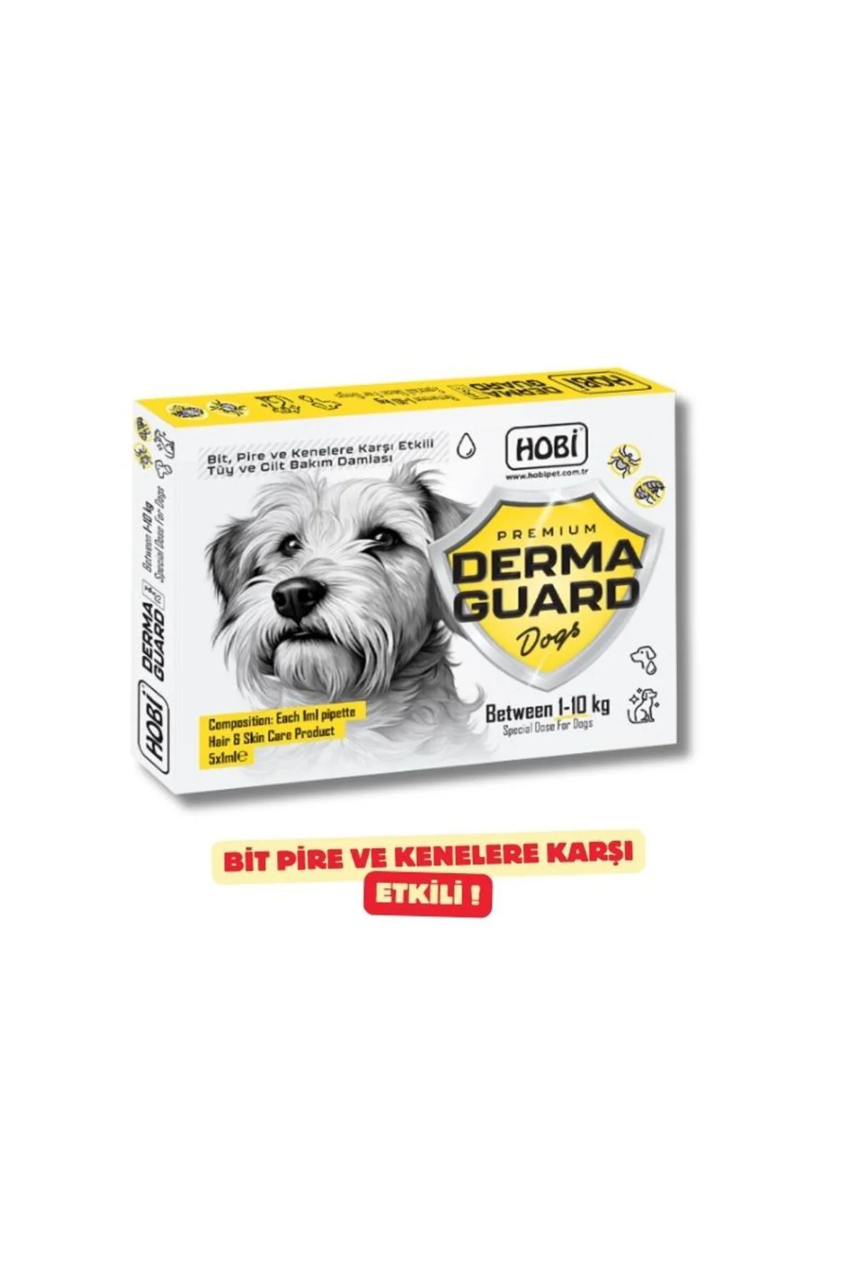Hobi Derma Guard - Köpekler İçin Bit ve Pire Önleyici Damla | 1-10 Kg | 1 Ml