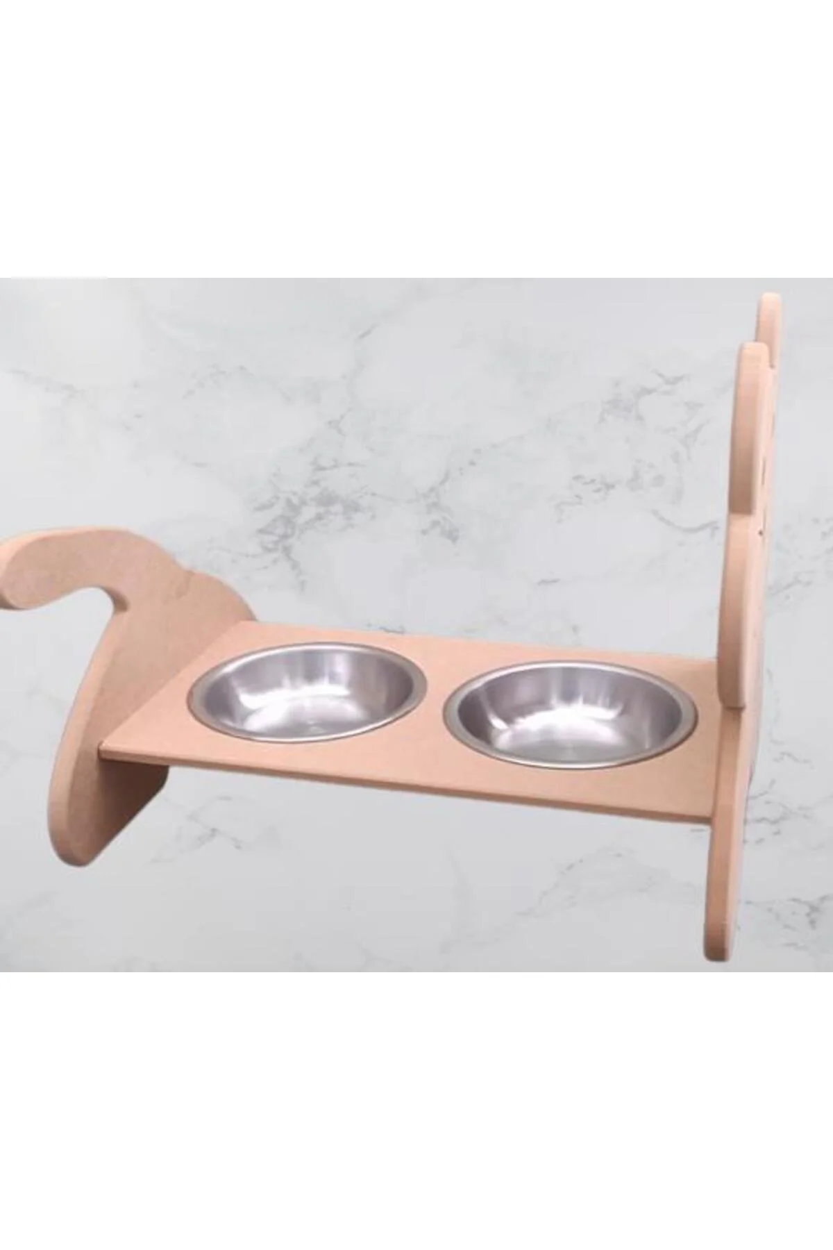 Hobi ERC 90369 MODEL Kedi Mama Ve Su Kabı Seti MDF HAM boyasız Paslanmaz Tabak - Görsel 2