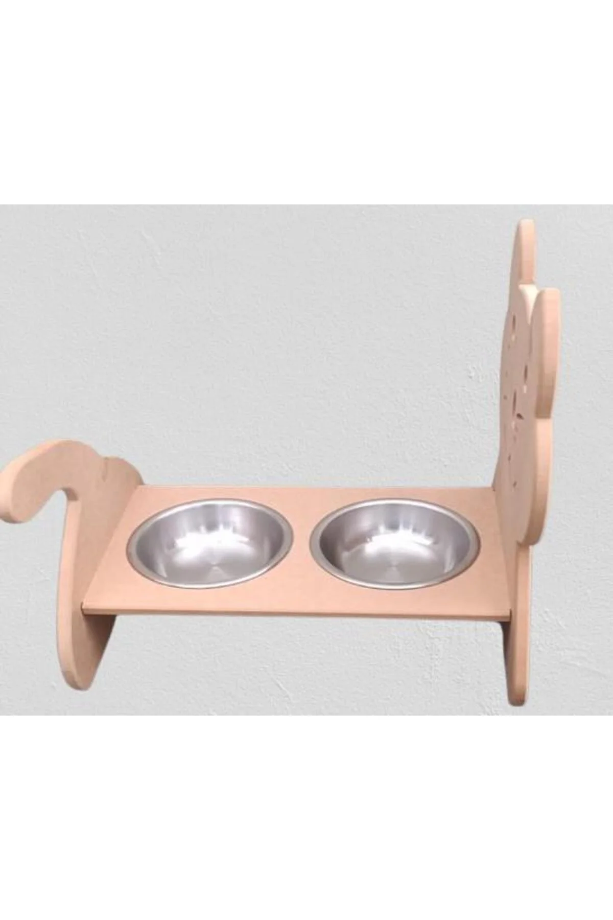 Hobi ERC 90369 MODEL Kedi Mama Ve Su Kabı Seti MDF HAM boyasız Paslanmaz Tabak - Görsel 3