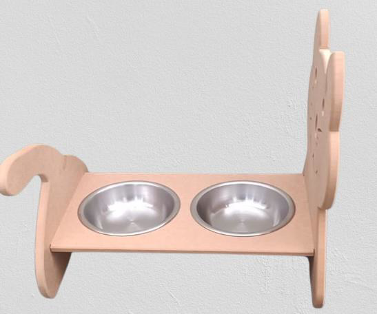 Hobi ERC 90369 MODEL Kedi Mama Ve Su Kabı Seti MDF HAM boyasız Pa