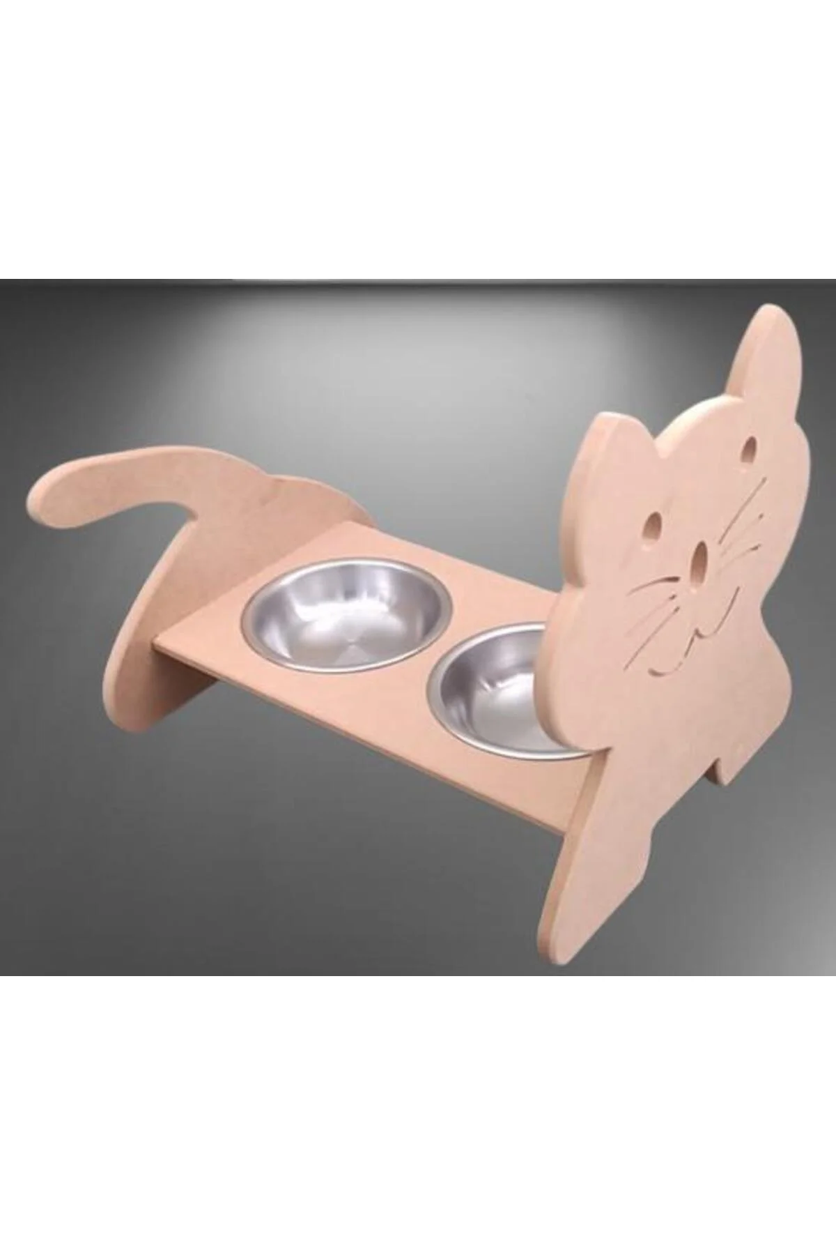 Hobi ERC 90369 MODEL Kedi Mama Ve Su Kabı Seti MDF HAM boyasız Paslanmaz Tabak - Görsel 7