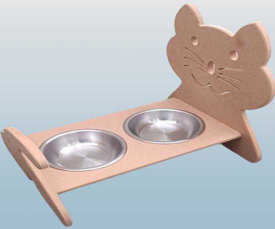 Hobi ERC 90369 MODEL Kedi Mama Ve Su Kabı Seti MDF HAM boyasız Pa