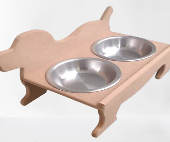 Hobi ERC 90370 Köpek Mama Ve Su Kabı Seti Ahşap HAM boyasız MDF P