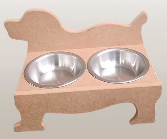 Hobi ERC 90370 Köpek Mama Ve Su Kabı Seti Ahşap HAM boyasız MDF P
