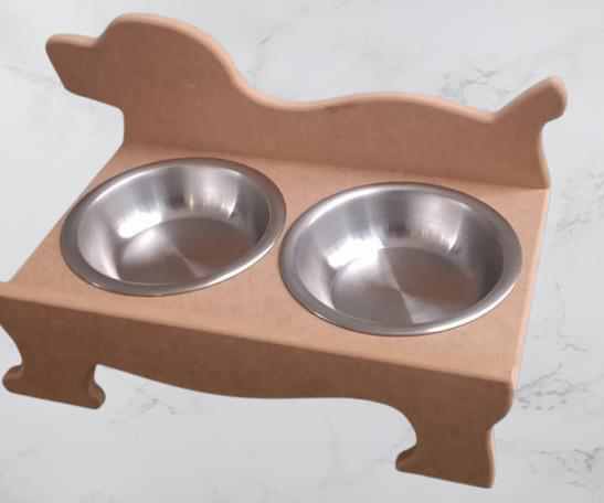 Hobi ERC 90370 Köpek Mama Ve Su Kabı Seti Ahşap HAM boyasız MDF P