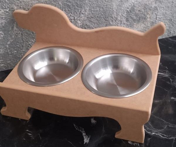Hobi ERC 90370 Köpek Mama Ve Su Kabı Seti Ahşap HAM boyasız MDF P