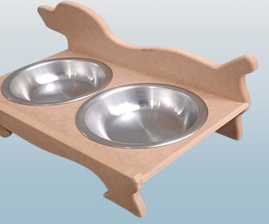 Hobi ERC 90370 Köpek Mama Ve Su Kabı Seti Ahşap HAM boyasız MDF P