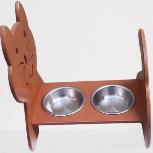 Hobi ERC 90373 MODEL Kedi Mama Ve Su Kabı Seti MDF Ceviz Renk Pas