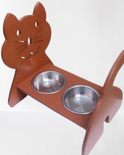 Hobi ERC 90373 MODEL Kedi Mama Ve Su Kabı Seti MDF Ceviz Renk Pas