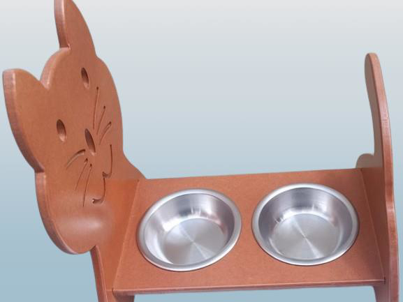 Hobi ERC 90373 MODEL Kedi Mama Ve Su Kabı Seti MDF Ceviz Renk Pas
