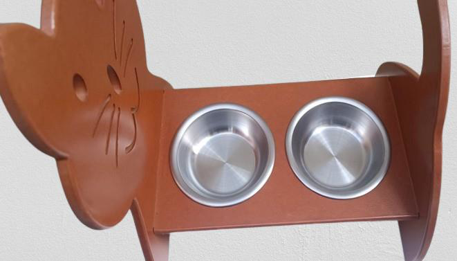 Hobi ERC 90373 MODEL Kedi Mama Ve Su Kabı Seti MDF Ceviz Renk Pas
