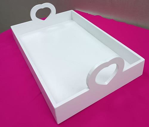 Hobi ERC Kalp Kulplu Tepsi 90404 MODEL Ahşap MDF Parlak Beyaz lak