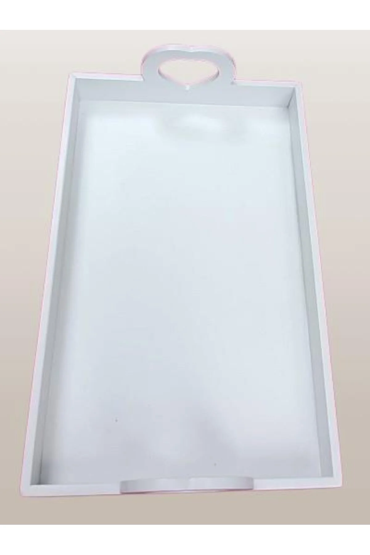 Hobi ERC Kalp Kulplu Tepsi 90404 MODEL Ahşap MDF Parlak Beyaz lake Boya El Yapımı - Görsel 5
