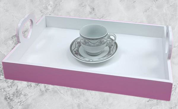 Hobi ERC Kalp Kulplu Tepsi 90404 MODEL Ahşap MDF Parlak Beyaz lak