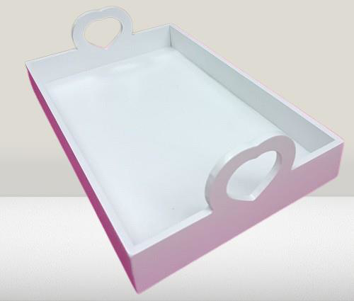 Hobi ERC Kalp Kulplu Tepsi 90404 MODEL Ahşap MDF Parlak Beyaz lak