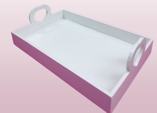 Hobi ERC Kalp Kulplu Tepsi 90404 MODEL Ahşap MDF Parlak Beyaz lak