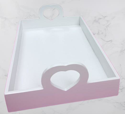 Hobi ERC Kalp Kulplu Tepsi 90404 MODEL Ahşap MDF Parlak Beyaz lak