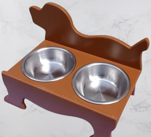 Hobi ERC MODEL 90374 KÖPEK Mama Ve Su Kabı Seti MDF Ceviz Renk Pa