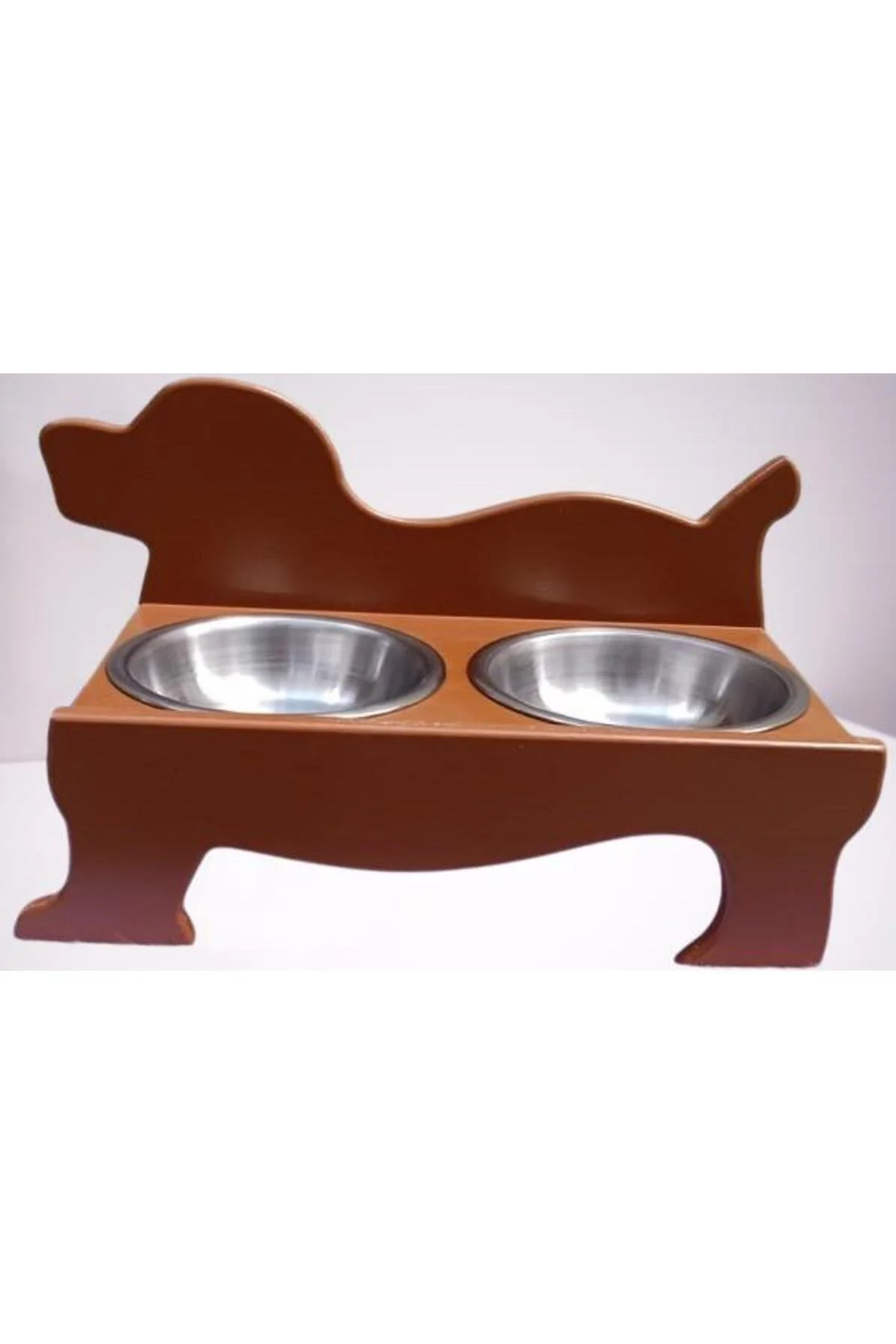 Hobi ERC MODEL 90374 KÖPEK Mama Ve Su Kabı Seti MDF Ceviz Renk Paslanmaz Tabak - Görsel 7