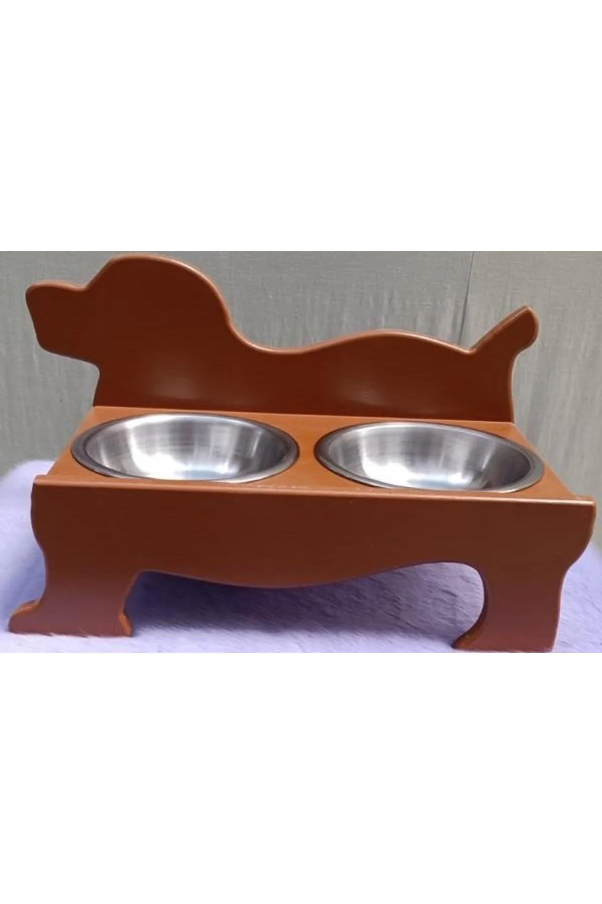 Hobi ERC MODEL 90374 KÖPEK Mama Ve Su Kabı Seti MDF Ceviz Renk Paslanmaz Tabak - Görsel 8