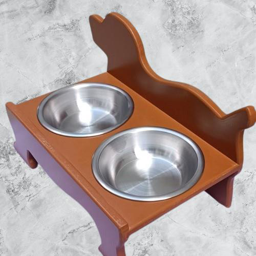 Hobi ERC MODEL 90374 KÖPEK Mama Ve Su Kabı Seti MDF Ceviz Renk Pa