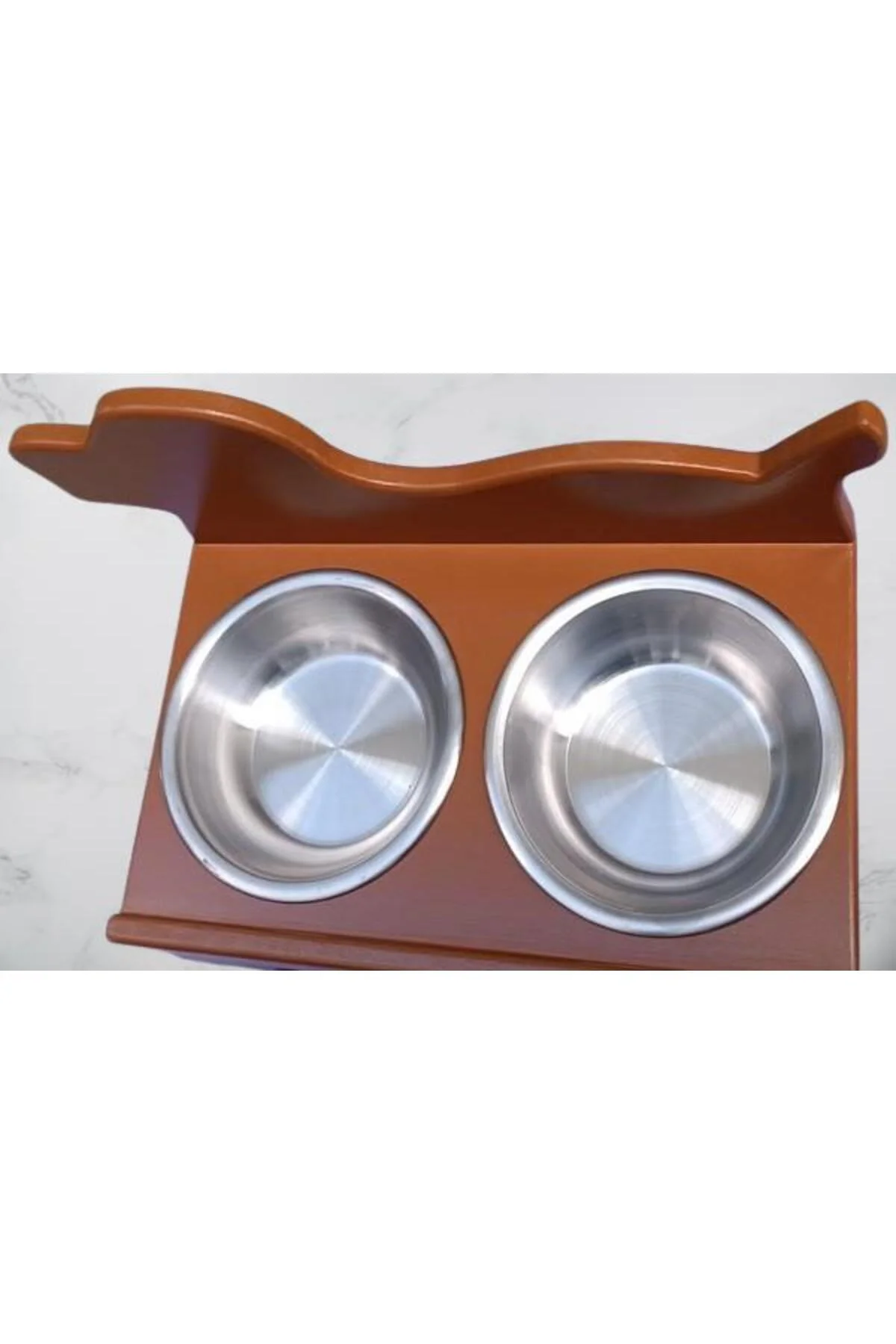 Hobi ERC MODEL 90374 KÖPEK Mama Ve Su Kabı Seti MDF Ceviz Renk Paslanmaz Tabak - Görsel 6
