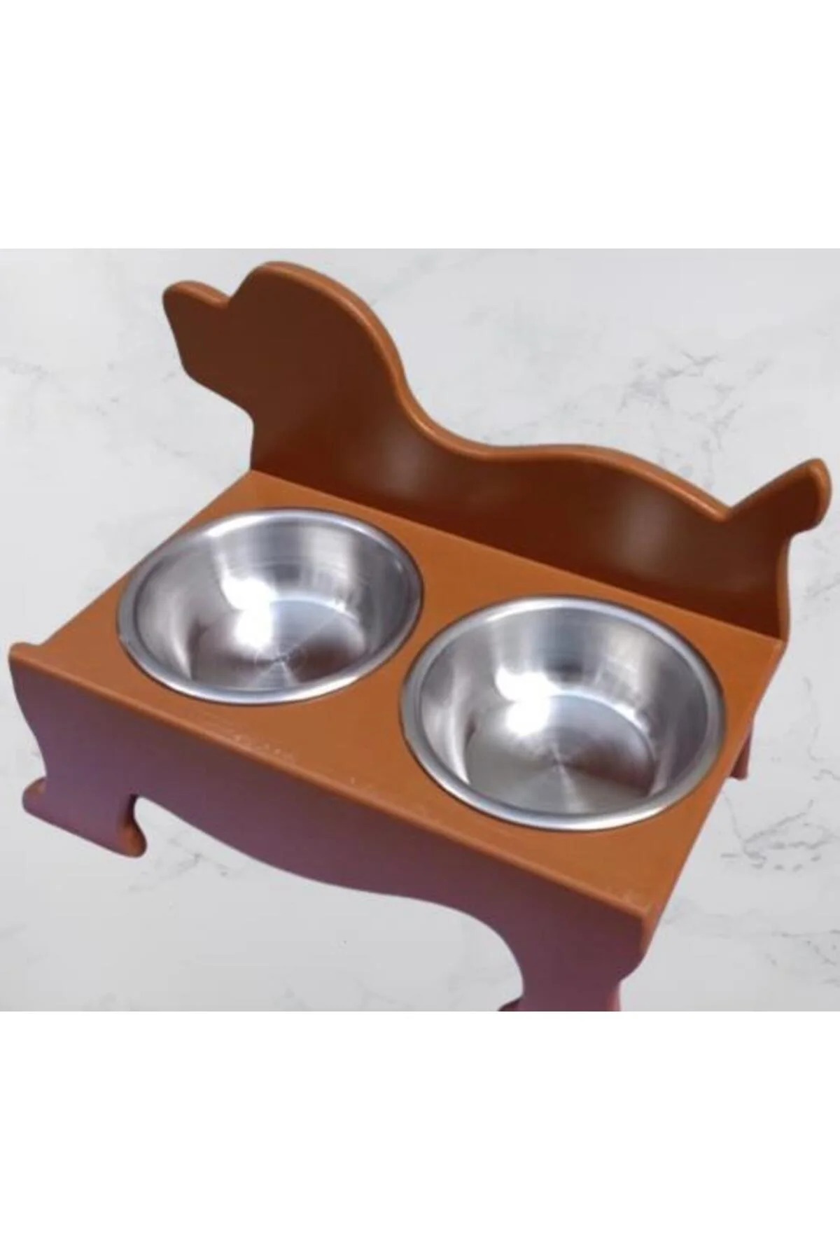 Hobi ERC MODEL 90374 KÖPEK Mama Ve Su Kabı Seti MDF Ceviz Renk Paslanmaz Tabak - Görsel 5