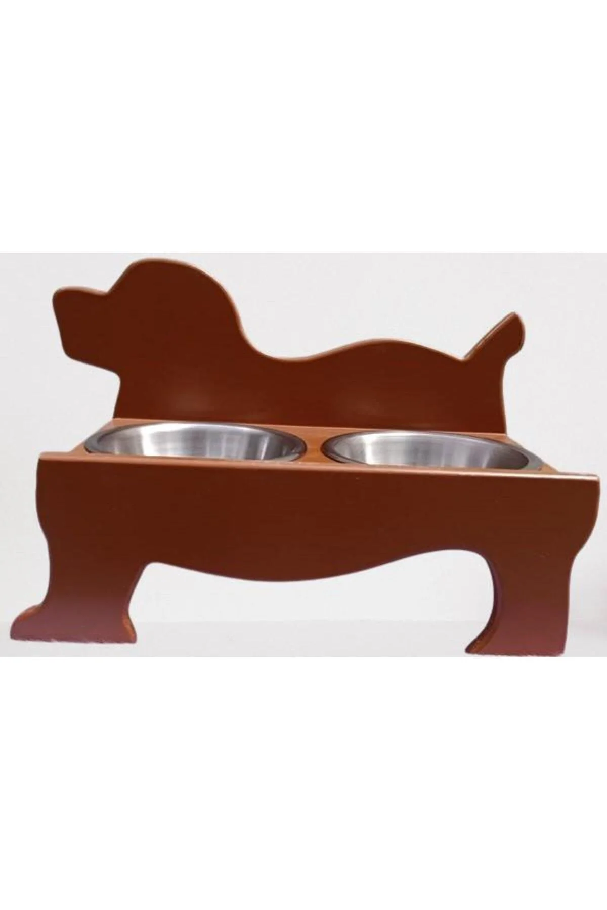 Hobi ERC MODEL 90374 KÖPEK Mama Ve Su Kabı Seti MDF Ceviz Renk Paslanmaz Tabak - Görsel 4
