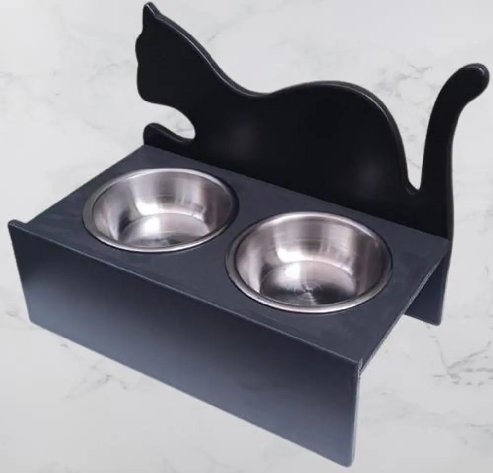 Hobi ERC MODEL 90375 Küçük Kedi Mama Su Kabı MDF Antrasit Renk Pa