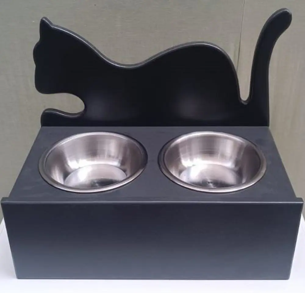 Hobi ERC MODEL 90375 Küçük Kedi Mama Su Kabı MDF Antrasit Renk Pa