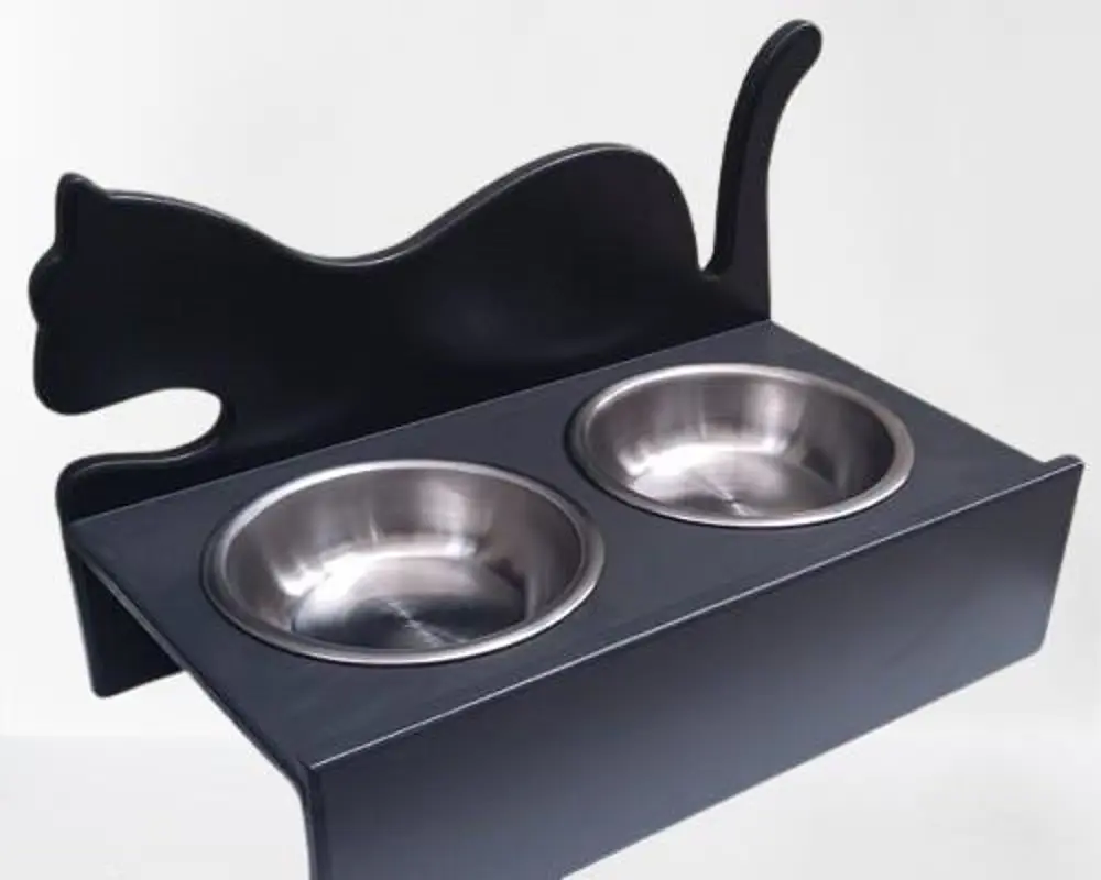 Hobi ERC MODEL 90375 Küçük Kedi Mama Su Kabı MDF Antrasit Renk Pa