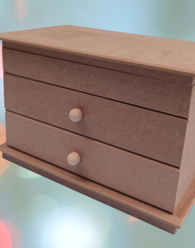 Hobi ERDL 12239 Dekoratif Model Makyaj Kutusu 2 Çekmece Ahşap MDF