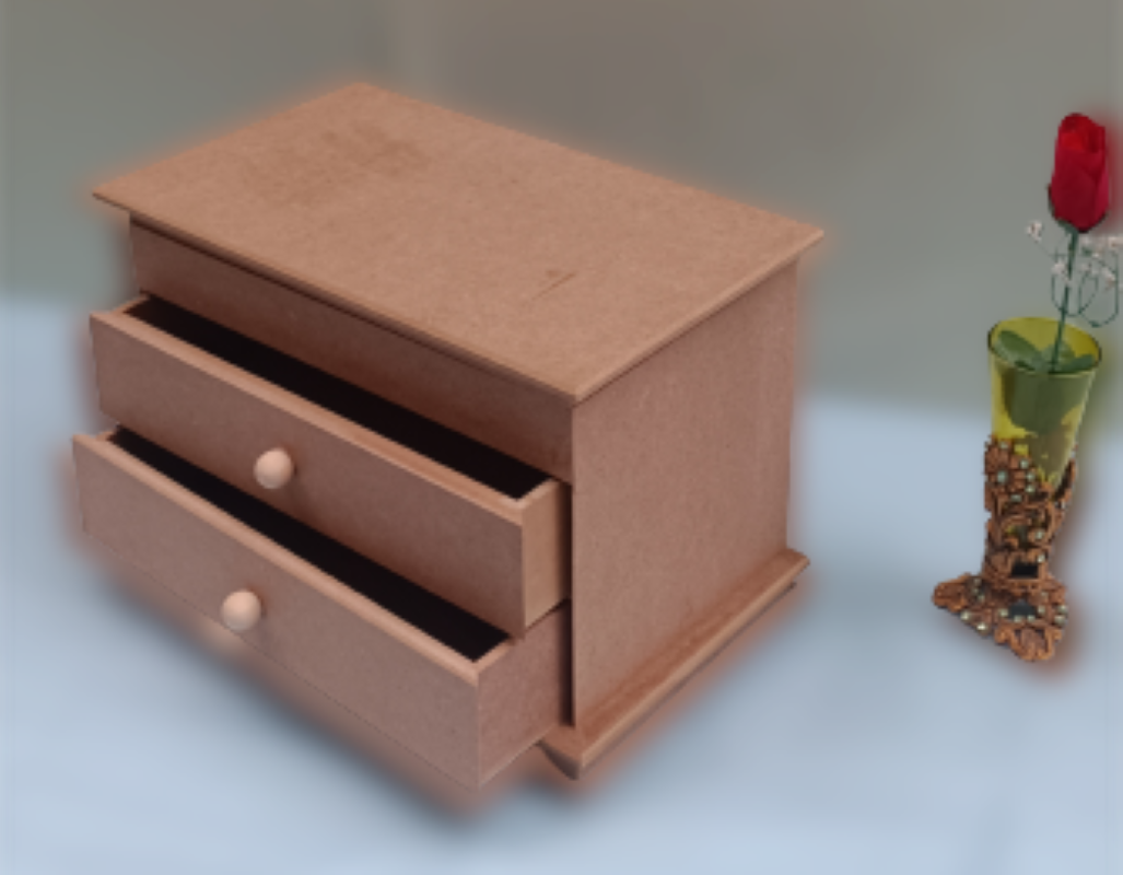 Hobi ERDL 12239 Dekoratif Model Makyaj Kutusu 2 Çekmece Ahşap MDF