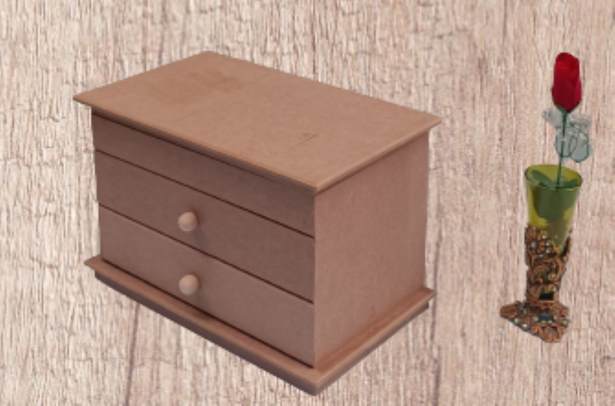Hobi ERDL 12239 Dekoratif Model Makyaj Kutusu 2 Çekmece Ahşap MDF