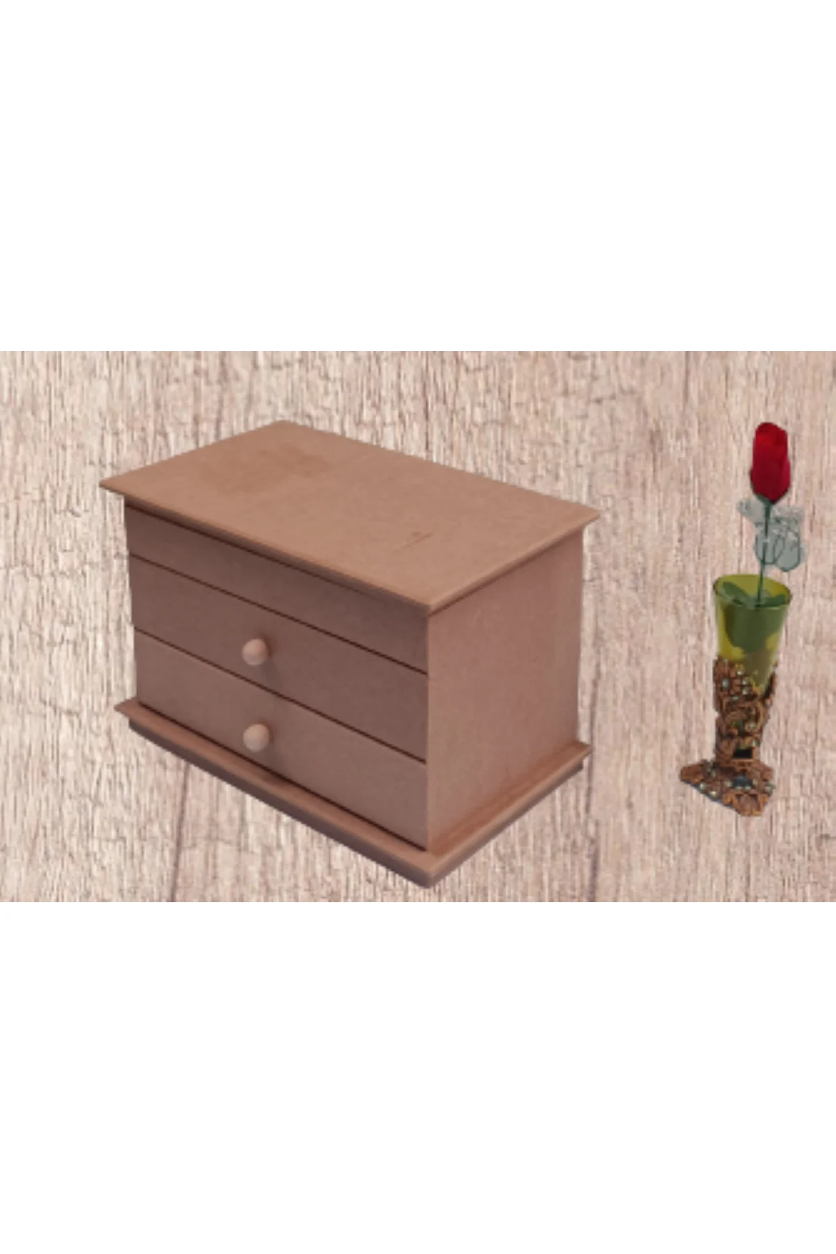Hobi ERDL 12239 Dekoratif Model Makyaj Kutusu 2 Çekmece Ahşap MDF HAM El Yapımı Hobi ERDL 12239 Dekoratif Model Makyaj Kutusu 2 Çekmece Ahşap MDF HAM El Yapımı - Görsel 7