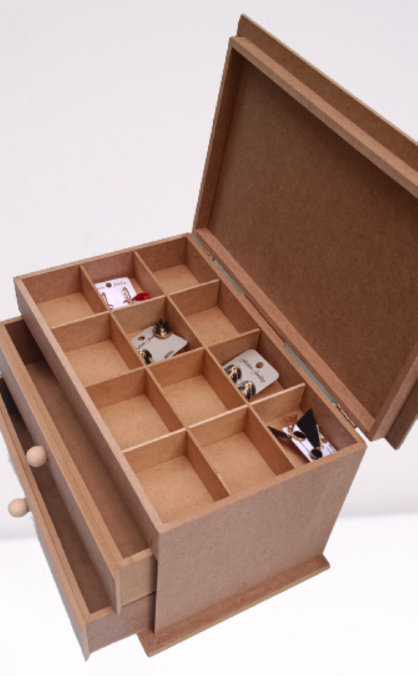 Hobi ERDL 12239 Dekoratif Model Makyaj Kutusu 2 Çekmece Ahşap MDF