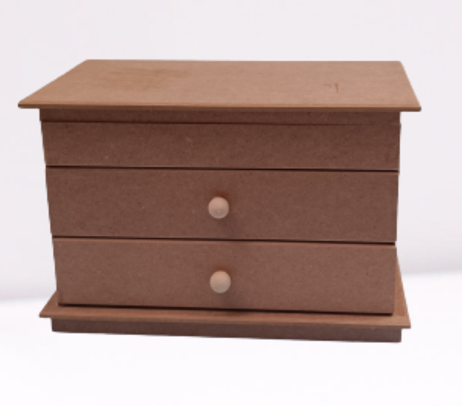 Hobi ERDL 12239 Dekoratif Model Makyaj Kutusu 2 Çekmece Ahşap MDF