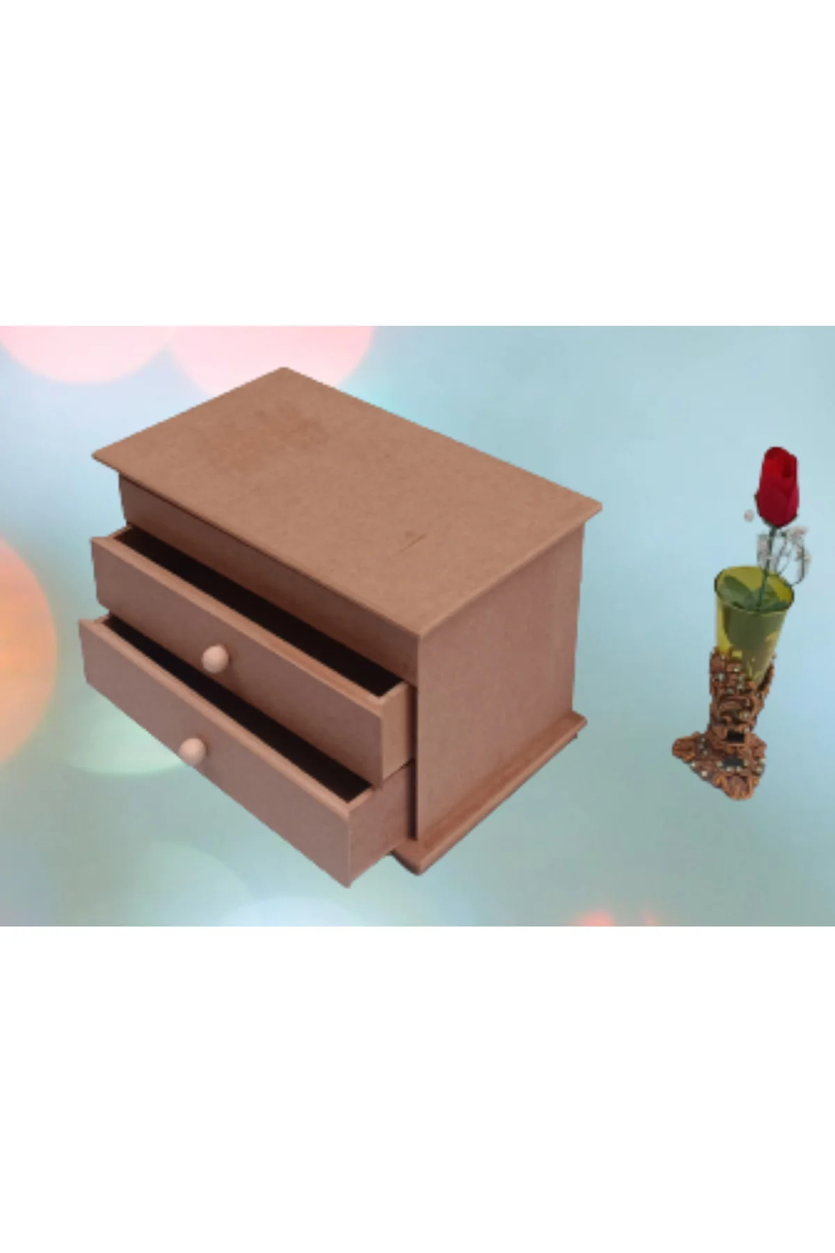 Hobi ERDL 12239 Dekoratif Model Makyaj Kutusu 2 Çekmece Ahşap MDF HAM El Yapımı Hobi ERDL 12239 Dekoratif Model Makyaj Kutusu 2 Çekmece Ahşap MDF HAM El Yapımı - Görsel 8