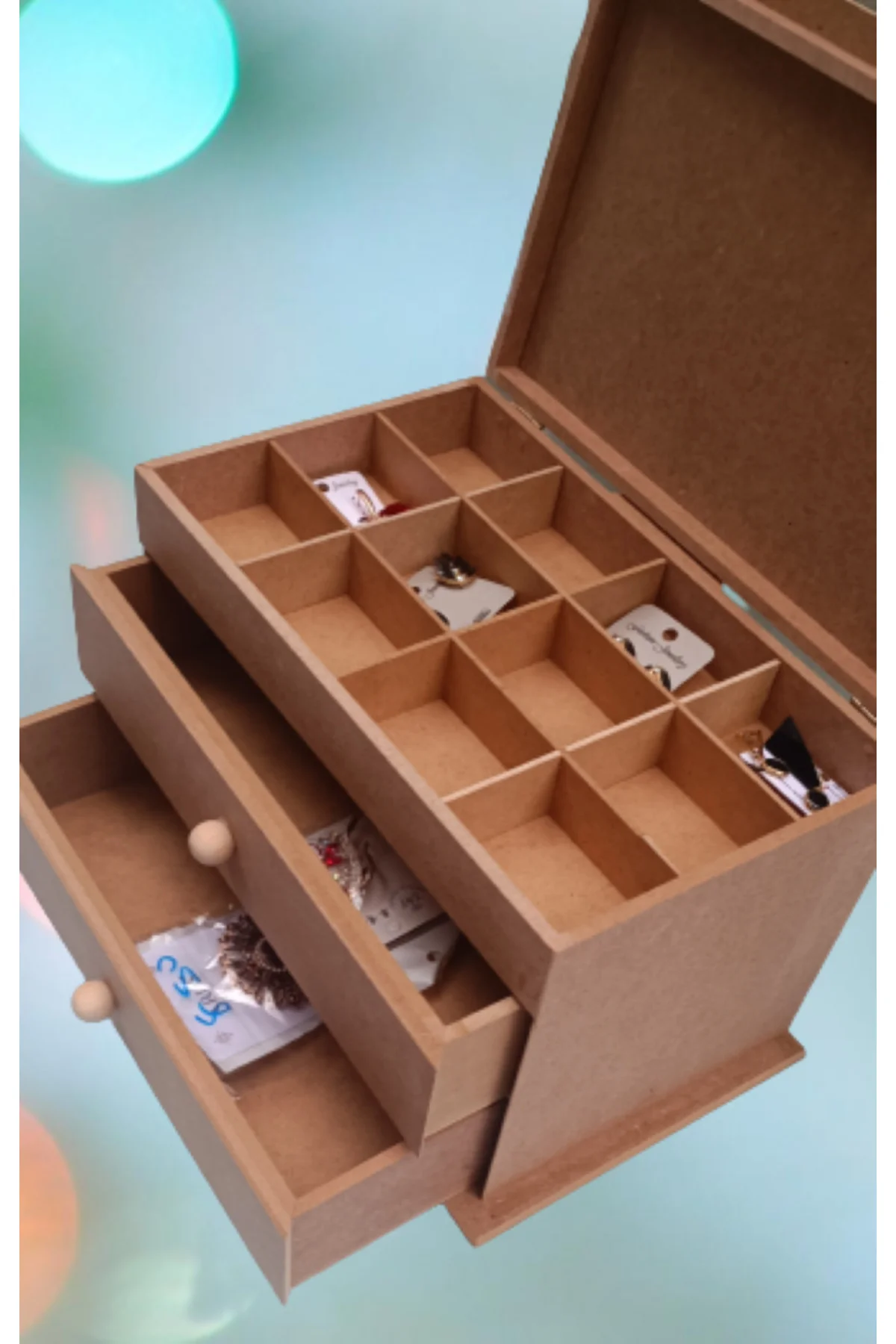 Hobi ERDL 12239 Dekoratif Model Makyaj Kutusu 2 Çekmece Ahşap MDF HAM El Yapımı Hobi ERDL 12239 Dekoratif Model Makyaj Kutusu 2 Çekmece Ahşap MDF HAM El Yapımı - Görsel 2