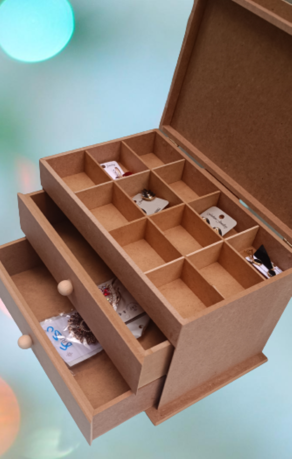 Hobi ERDL 12239 Dekoratif Model Makyaj Kutusu 2 Çekmece Ahşap MDF