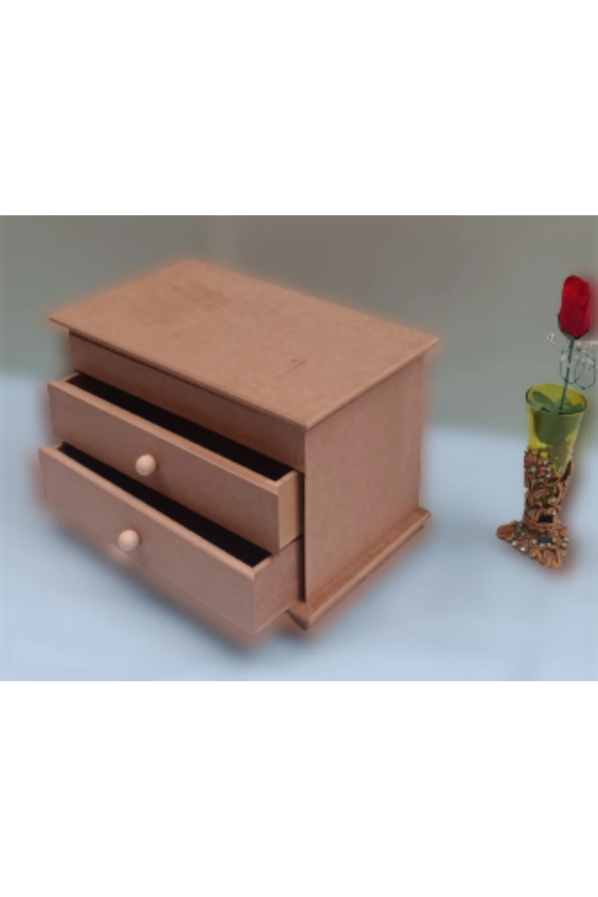 Hobi ERDL 12239 Dekoratif Model Makyaj Kutusu 2 Çekmece Ahşap MDF HAM El Yapımı Hobi ERDL 12239 Dekoratif Model Makyaj Kutusu 2 Çekmece Ahşap MDF HAM El Yapımı - Görsel 4